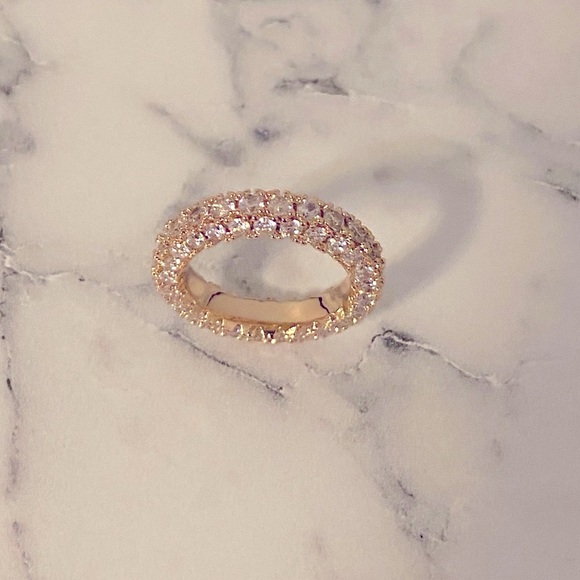 18k gold Italian cut 3 row eternity band NWT - Picture 7 of 9